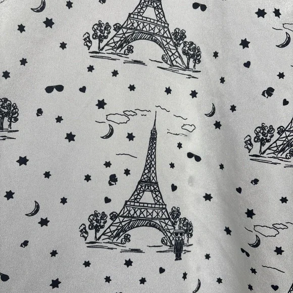 Karl Lagerfeld Paris Whimsical XL White Long Sleeve Eiffel Tower Print Blouse - Picture 5 of 6